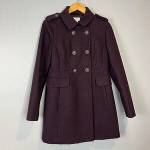 Ann Taylor Loft Purple Pea Coat Size 4 Double Breasted Wool Blend